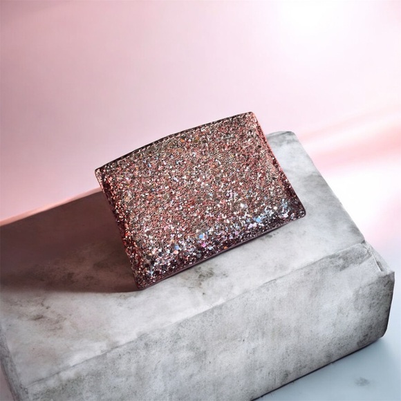 Kate Spade Greta Court Graham Pink Card Holder in Dusty Peony Pink Glitter (EUC) - Picture 4 of 10